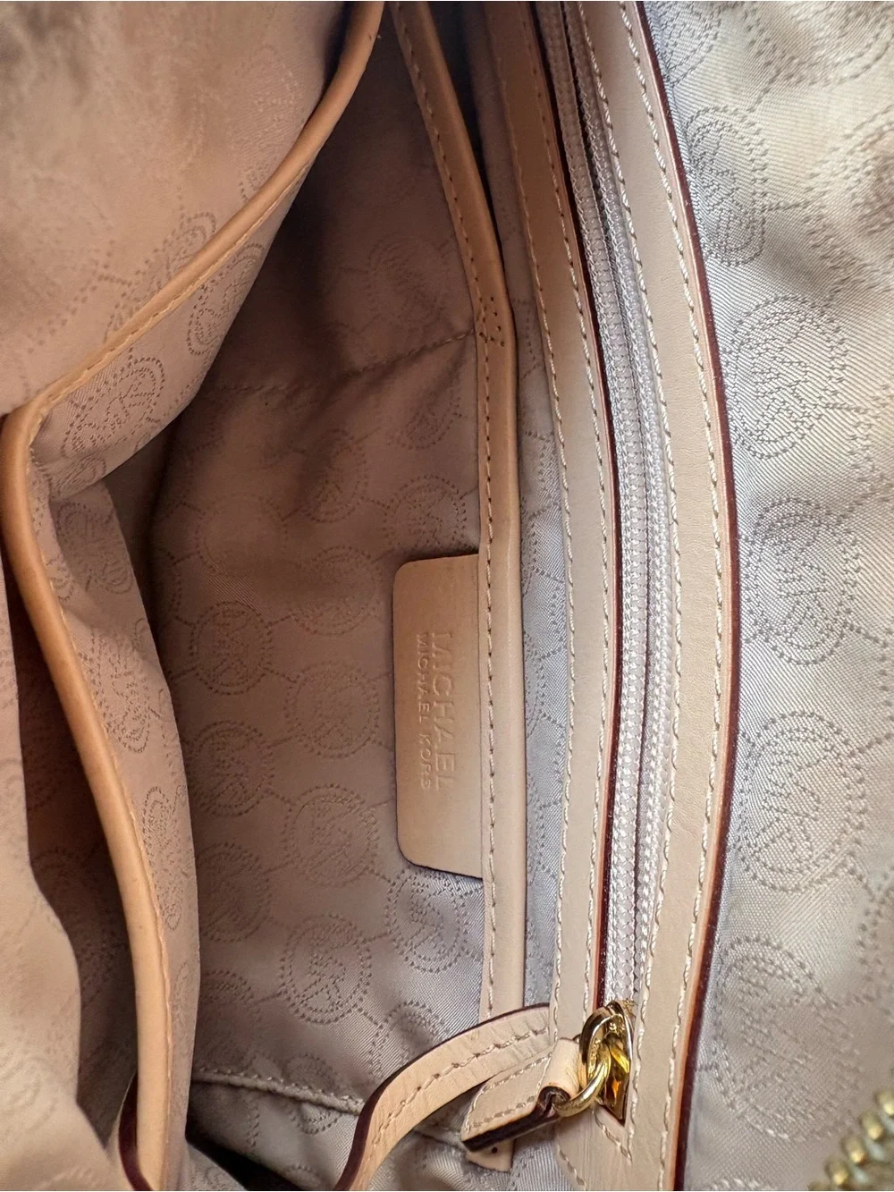 Michael Kors Beige/Tan Signature MK Satchel